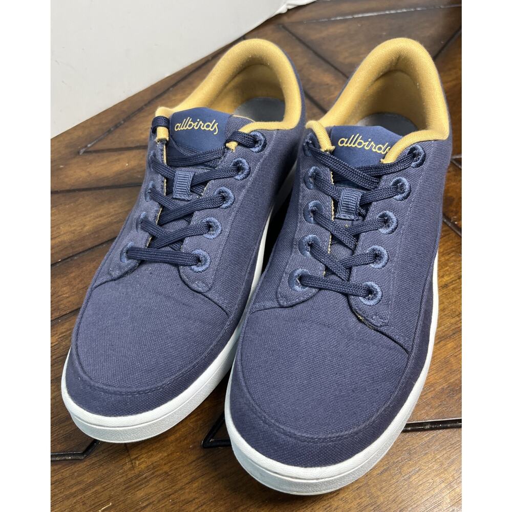 Allbirds Men’s Pipers Navy Blue Organic Cotton Low Top Sneakers Size 10